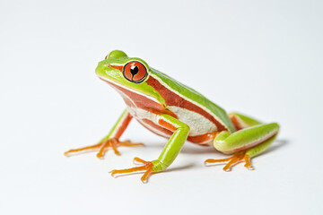 Naklejka premium Green and Red Frog on White Background