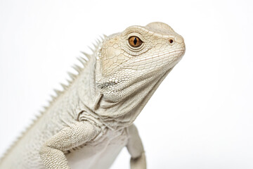 Close-up of a White Lizard with a Curious Expression