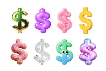 Obraz premium 3d dollar icons set