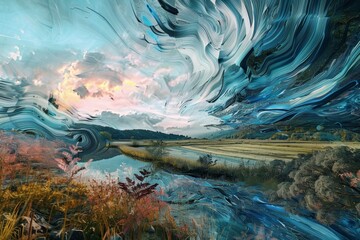 Abstract Swirling Landscape Painting