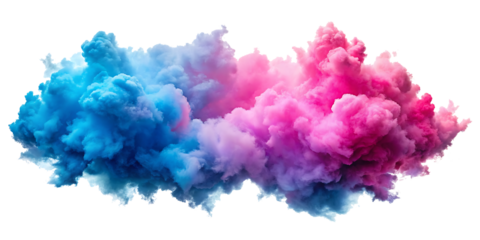 Pink and blue clouds isolated on white background. PNG AI GENERATED