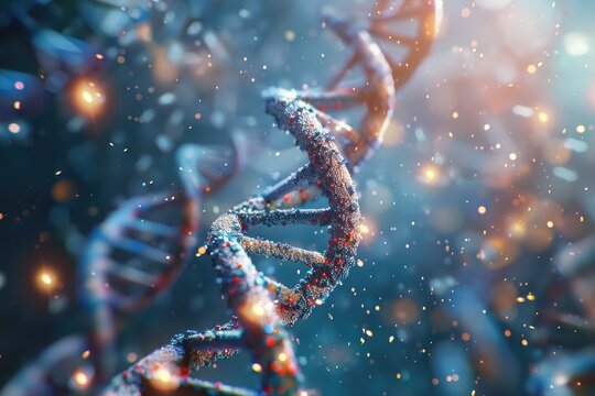 3d helix chromosome or Dna structure  technology science background. 3d render illustration