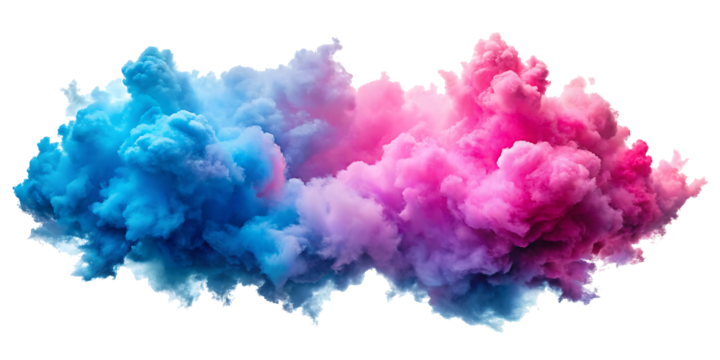 Pink and blue clouds isolated on white background. PNG AI GENERATED