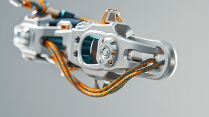 Descenders for rope descent from side view, controlled descent tool, robotic tone, Complementary Color Scheme