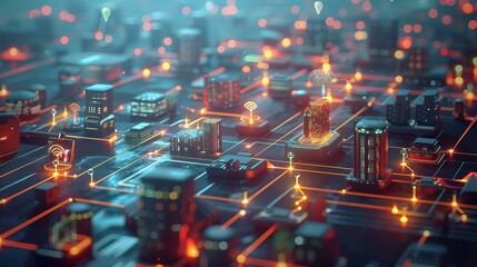 Concept of iot and digital connectivity Showcasing a network of devices and the integration of technology in everyday life and business operations