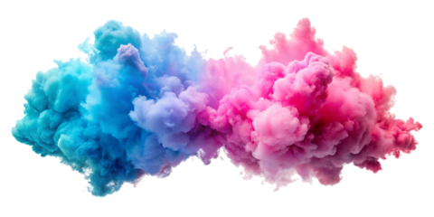Pink and blue clouds isolated on white background. PNG AI GENERATED