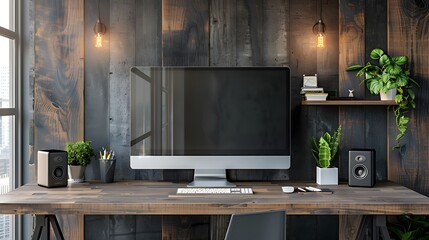 Organized Professional Workspace with Motivational Quotes on Wall