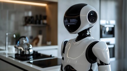 High Tech Kitchen with Smart Appliances Robotic Cooking Assistants and Interactive Recipes