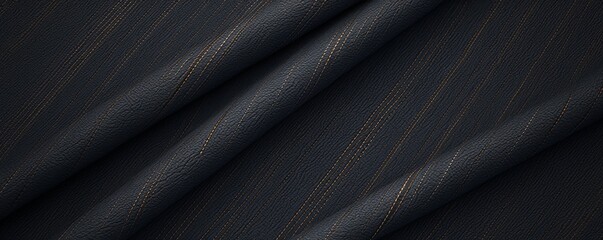 Fototapeta premium Navy blue fabric with golden stripes flowing under studio lighting