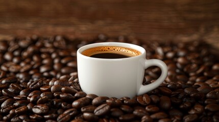 Naklejka premium Latte Art Coffee Cup Among Coffee Beans