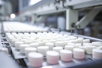 Obraz premium pharmaceutical medicine tablet pill background at pharmacy industry manufacture.