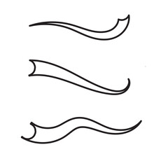 Swoosh, swash underline stroke set. Hand drawn Line Art Swirl swoosh underline calligraphic element. Vector illustration