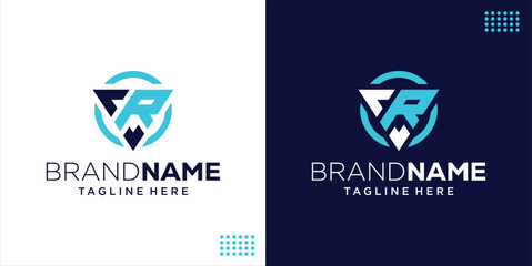 Creative CR Letter Logo in Triangle Shape, Design Inspiration, Illustration, Vector