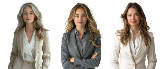 businesswoman in suits and smiling for the camera isolated on transparent Background.