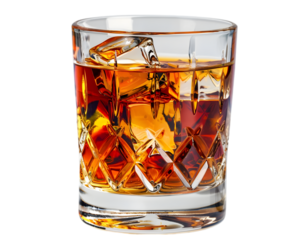 Whiskey rich amber in tumbler 