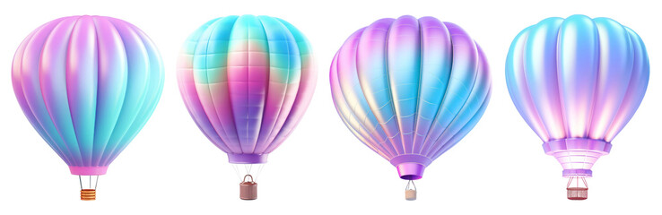 Naklejka premium 3D iridescent hot air balloon shape set