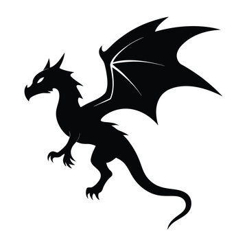 recommend clip art: Flying dragon silhouette vector illustration on white background