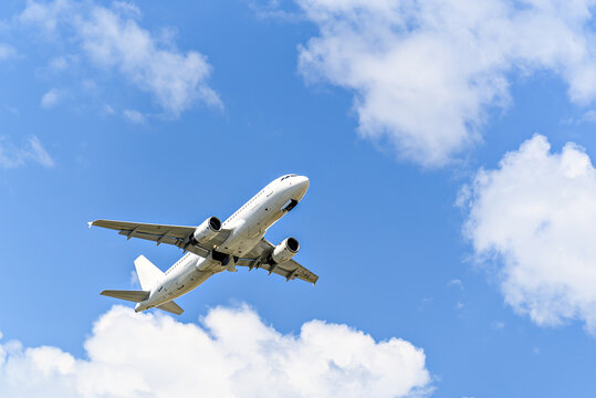 Barcelona, ​​Spain; May 18, 2024: Airbus A320-214 airplane of the Getjet airline, taking off from El Prat airport, Barcelona