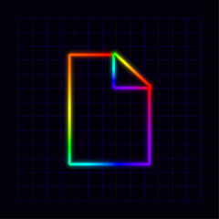 Document icon, neon rainbow visuals, gradient mesh graphics, glowing colorful aesthetic.