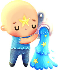 Zodiac Sign - Hand Drawn Illustration - Aquarius