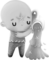 Zodiac Sign - Hand Drawn Illustration - Aquarius