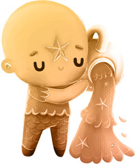 Zodiac Sign - Hand Drawn Illustration - Aquarius