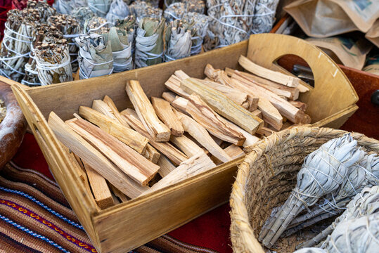 Bulnesia sarmientoi sticks also known as palo santo, guayacan, holy wood, lignum vitae, sacred wood