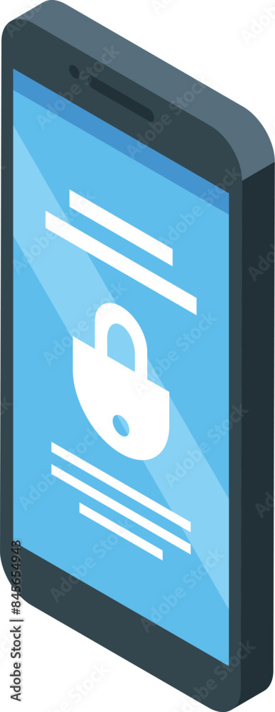Poster modern smartphone displaying security app with closed padlock icon for mobile security concept