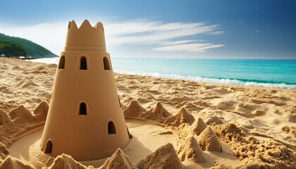 Majestic Sands: Towering Beauty Against the Seaside Horizon"