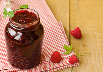 organic natural raspberry jam for dessert