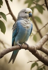 Obraz premium Budgerigars (Melopsittacus undulatus) sitting on a branch