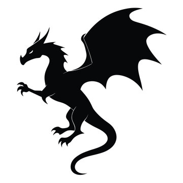 recommend clip art: Flying dragon silhouette vector illustration on white background