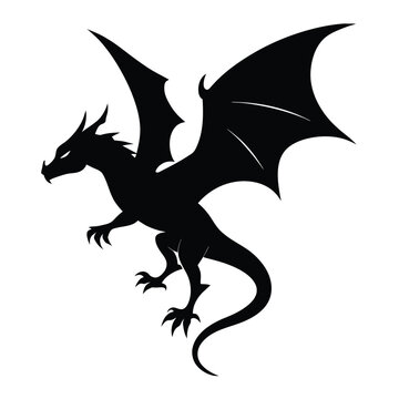 recommend clip art: Flying dragon silhouette vector illustration on white background