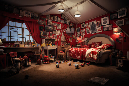 a room with a football theme