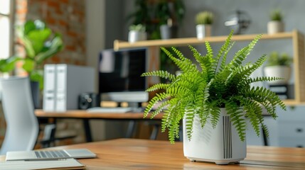 Lush Greenery Brightens Modern Office Workspace