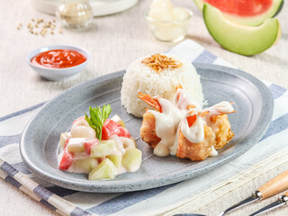 delicious food served on a hotplate