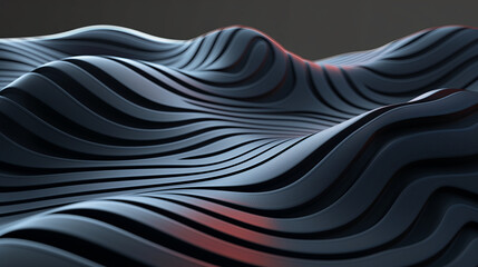 Abstract design featuring black wavy lines with red highlights on a dark background. Perfect for modern art pieces, digital backgrounds, or graphic design projects. Generated AI