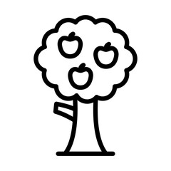 Obraz premium Apple tree line icon. Tree icon. Trees icon isolated on white background. Transparent background, minimalist symbol. Vector images