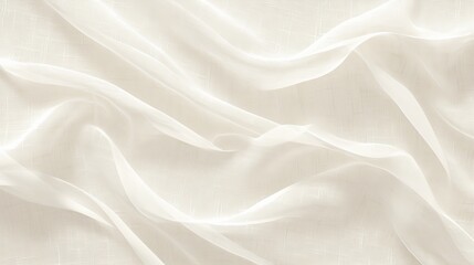 Fototapeta premium White transparent fabric flowing on linen background