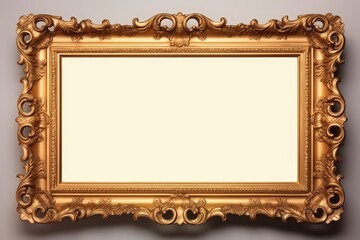 An ornate empty wooden picture frame with intricate carvings, highlighting classic elegance and craftsmanship, perfect for art, decoration, and interior design themes.