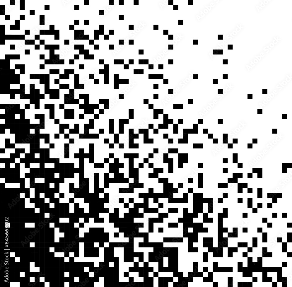 Poster dispersed background. disintegration pixel effect illustration. vector rectangle elements. disappear
