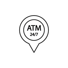 atm icon map point, destination with bank ATM sign