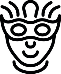 Happy person wearing carnival mask with feathers having fun during mardi gras parade