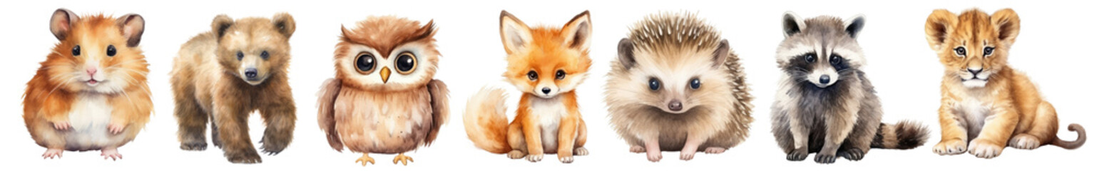 Fototapeta premium Baby Animal wildlife cute set