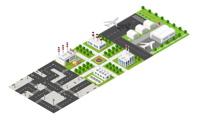 Isometric 3d illustration park trees forest nature elements