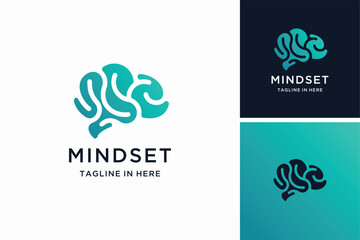 Smart brain technology vector logo design inspiration 