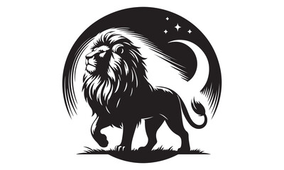 A Llion Vector silhouette illustration of with a minimalist logo design