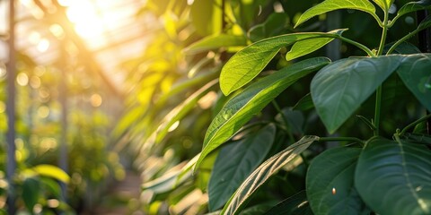 Obraz premium Green leaves in the sun
