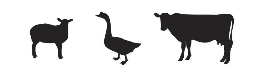 A set of farm animals vector isolated on a white background