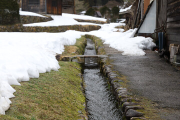 The view of landscape shirakawago vilage in winter